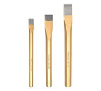 QUARKZMAN 3 pcs Scalpello A Freddo 4/9+5/7+3/4" Larghezza 6.5+7+8" Lunghezza Acciaio Lega Alta Durezza Trattamento Termico Manico Ottagonale Piatto Scalpello A Freddo Colore Grigio Oro
