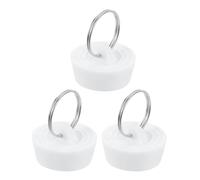 QUARKZMAN 3 Pcs Tappo Gomma Lavello, Tappo Scarico Vasca Adatto per Scarichi da 1-1/8" a 1-1/4" Sigillo Tappo Lavello con Anello Appendibile per Bagno Cucina Lavanderia, Bianco