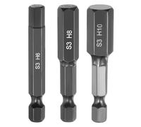 QUARKZMAN 3 Pezze Punta Alesatore A Testa Esagonale Piatta H6/H8/H10 Punta Magnetica Codolo Esagonale 1/4" Lunghezza 50mm (2") Lucidatura A Specchio Esagonale Metrica Chiave