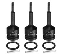 QUARKZMAN 3 Pezzi 1/2" Attacco M5 Triple Square Bit Ad Impatzo Socket 5mm Acciaio CR-MO Con 12 Punte Socket Triple Square Con Copiglia E O-Ring Per Adattatore Avvitatore A Percussione