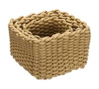 QUARKZMAN 3 Pezzi Cesto Intrecciato In Corda Di Cotone Cestini Per Ripiano Organizzatore Camera Da Letto Decorazione Casa Asilo Nido, Cachi (S, M, L)