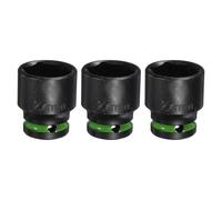 QUARKZMAN 3 Pezzi Dado A Impatto Piatto A 6 Lati Attacco 1/2" 27mm Metrico Acciaio CR-V Dado Esagonale Per Albero Durevole Per Riparazione Auto E Macchine Lunghezza 1.7" Verde E Nero