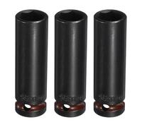 QUARKZMAN 3 Pezzi Dado A Profondo Impatto 6 Punti Attacco 1/2" 16mm Acciaio CR-V Per Assale Dado Esagonale Bullone Per Riparazione Auto Macchina 3" Lungo Marrone Nero