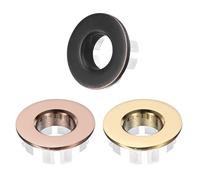 QUARKZMAN 3 Pezzi Set Anello Di Troppo Pieno Per Lavello, Guarnizione Per Bagno Cucina Vasca Copertura Rotonda In Ottone Per Foro Di Scarico Troppo (Tono Oro, Rosa Oro, Nero Spazzolato)