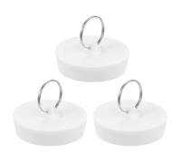 QUARKZMAN 3 Pezzi Tappo Gomma Lavello, Tappo Scarico Vasca Adatto per Scarichi da 2" a 2-1/16" Sigillo Tappo Lavello con Anello Appendibile per Bagno Cucina Lavanderia, Bianco