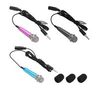 QUARKZMAN 3 Pz Mini Mic Piccolo Microfono Telefono Mic Rosa Acceso/Nero/Blu | Piccolo Microfono Con Copertura In Schiuma, Per Registrare La Voce Del Telefono, Mini Microfono