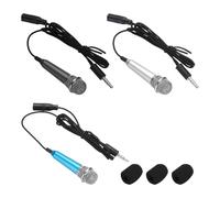 QUARKZMAN 3 Pz Mini Microfono, Mini Mic Piccolo Microfono Telefono Mic Piccolo Microfono con Copertura in Spugna per Registrare la Voce del Telefono, Blu/Nero/Argento