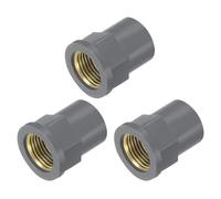 QUARKZMAN 3 Pz Raccordi per Tubi in PVC, Accoppiamento per Tubi Filettati in Ottone da 20mm 1/2 PT Adattatore per Tubi per Idraulica Fognaria Domestica Irrigazione, Grigio