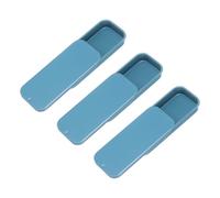 QUARKZMAN 3 Scatole Di Latta Con Coperchio Scorrevole, Mini Contenitori Metallici Vuoti Con Coperchi A Scorrimento, 3.1"x1.3"x0.4" Organizzatori Rettangolari Per Burro Cacao, Blu