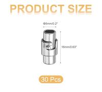 QUARKZMAN 30 PCS Chiusure Magnetiche, Baccello Terminali in Pelle 0.2" Chiusure E Fermagli Magnetici per Braccialetti per Creazione Gioielli DIY Braccialetti, Argento