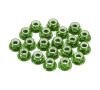 QUARKZMAN 30 Pezzi Dadi Autofrenanti M3 Passo 0.5mm Lega Di Alluminio Dadi Esagonali Con Flangia Con Inserti In Nylon Dentellati Per Adattatore Elica Motore Drone FPV Pezzi, Verde