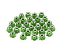 QUARKZMAN 30 Pezzi Dadi Di Bloccaggio In Lega Di Alluminio M4 Passo 0.7mm Dadi Esagonali A Flangia Con Inserti In Nylon Dentellati Per Motori RC Drone Quadcopter Adattatore, Verde