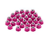 QUARKZMAN 30 Pezzi M4 Passo 0.7mm Dadi Autobloccanti In Lega Di Alluminio Dadi Esagonali A Flangia Con Inserti In Nylon Dentellati Per Parti RC Drone Quadcopter Adattatore, Rosso Rosa