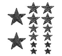 QUARKZMAN 30 Pz Stelle Patch Termoadesivi, Patch in Strass Glitter per Riparazione Abbigliamento Cappello Jeans Scarpe Decorazione, Nero