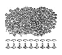 QUARKZMAN 300 Set di Rivetti in Pelle 8 x 8mm Elementi Fissaggio per Borchie con Rivetto a Doppio Cappuccio in Metallo Rivetti per Artigianato Pelle, Tono Argento