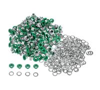 QUARKZMAN 300 Set Kit Occhielli in Metallo 3mm 1/8" Foro Occhielli per Teloni Piccolo Occhiello con Rondelle per Scarpe Vestiti Cintura Etichetta Borsa Tessuto Pelle Progetto, Verde