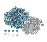 QUARKZMAN 300 Set Kit Occhielli in Metallo 3mm 1/8" Foro Occhielli per Teloni Piccolo Occhiello con Rondelle per Scarpe Vestiti Cintura Etichetta Borsa Tessuto Pelle Progetto, Blu Cielo