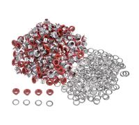 QUARKZMAN 300 Set Kit Occhielli in Metallo 3mm 1/8" Foro Occhielli per Teloni Piccolo Occhiello con Rondelle per Scarpe Vestiti Cintura Etichetta Borsa Tessuto Pelle Progetto, Rosso