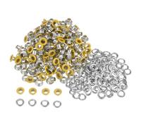 QUARKZMAN 300 Set Kit Occhielli in Metallo 4mm 1/6" Foro Occhielli per Teloni Piccolo Occhiello con Rondelle per Scarpe Vestiti Cintura Etichetta Borsa Tessuto Pelle Progetto, Giallo