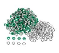 QUARKZMAN 300 Set Kit Occhielli in Metallo 4mm 1/6" Foro Occhielli per Teloni Piccolo Occhiello con Rondelle per Scarpe Vestiti Cintura Etichetta Borsa Tessuto Pelle Progetto, Verde