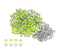 QUARKZMAN 300 Set Kit Occhielli in Metallo 5mm 1/5" Foro Occhielli per Teloni Piccolo Occhiello con Rondelle per Scarpe Vestiti Cintura Etichetta Borsa Tessuto Pelle Progetto, Neon Verde