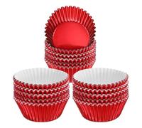QUARKZMAN 300Pz Rosso Pirottini per Frittella Carta in Alluminio, Pirottini Cupcake Metallici Dimensioni Standard Antiaderenti per Feste, Matrimoni, Compleanni