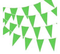 QUARKZMAN 30M/100ft Verde Bandiera Striscione Cordoncino Appeso con 60pz Bandiere Triangolari Bandierine per Giardino Esterno Matrimonio Festa Compleanno