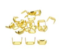 QUARKZMAN 30pz Graffette in Ottone per Pelle, 8x5mm Rivetti a Due Punte Artiglio, Ring a Cinghia Pelle Forma Rettangolare per Riparazione Connettore Pelle Custode Cintura, Tono Ottone