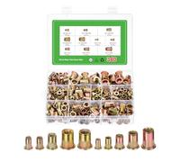 QUARKZMAN 340 Pezzi Dadi A Rivetto A Testa Piatta #8#10 1/4" 5/16" 3/8" M4 M5 M6 M8 M10 Inserti Filettati Corpo Zigrinato Finitura Zincata