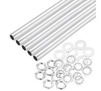QUARKZMAN 35Pc Kit Tubi Lampada 7.9" Con Dadi Esagonali E Rondelle, Tubo Cavo Filettato Fine M10 Per Assemblaggio Lampadari Lampade A Soffitto Fai Da Te, Argento