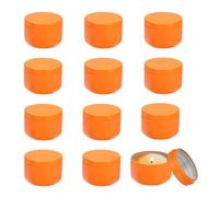 QUARKZMAN 3oz Scatole Metalliche Per Candele, 12 Pezzi Barattoli Metallici Per Candele Con Coperchio Contenitori Rotondi Vuoti Lavoretti Fai Da Te, Arancione