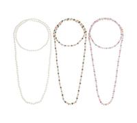 QUARKZMAN 3Pcs Collana Lunga Perle, 59 Pollici Filo Perle Finte Per Donne, Stile Flapper Anni '20 Collana Vintage A Strati Con Perline Costume Miscela Quattro Colori Miscela Sei Colori Beige