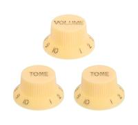 QUARKZMAN 3Pcs Metric Top Hat Bell Knobs, 1 Volume 2 Tone Control Guitar Knobs Set Per Chitarra Elettrica Bass Split Shaft Pots, Cream White Gold