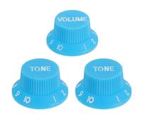 QUARKZMAN 3Pcs Metric Top Hat Bell Knobs 1 Volume 2 Tone Control Guitar Knobs Set Per Chitarra Elettrica Bass Split Shaft Pots Sky Blue White