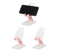 QUARKZMAN 3Pcs Supporto Per Telefono Pieghevole Multiangolo Portatile Carino Per Cellulare A Forma Di Coniglio Supporto Universale Per Smartphone Accessorio Da Scrivano Bianco