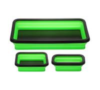 QUARKZMAN 3Pezzi Set Vassoio magnetica Pieghevole Per Parti 3 Diverse Dimensioni Vassoio Strumento Piccolo Metallico Pieghevole Ciotole Rettangolari Bulloni Dadi Rondelle Puntini Verde
