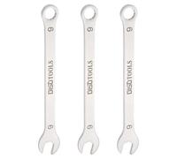 QUARKZMAN 3pz Chiave a Combinazione Sottile Metrica 9mm Torx Terminata a Scatola 15 Gradi Offset Estremità Aperta Acciaio Inossidabile, Tono Argento