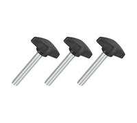 QUARKZMAN 3pz Manopole ad Alette a T Viti a Farfalla, M8 x 50mm Vite Serraggio Manopola Filettata Maschio Acciaio al Carbonio 36mm Dia. per Sostituzione Manopola Serraggio a Mano, Nero