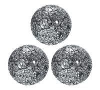 QUARKZMAN 3pz Palle Decorative in Vetro 8cm Sfere Centrotavola Sfere a Mosaico in Vetro per Decorazione Ciotole Vasi Tavolo Pranzo Festa, Argento Nero