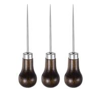 QUARKZMAN 3pz Pungolo Cucito Mano Pungolo Zucca Singola Strumento per Perforare Pelle Manico Legno Pungolo per Fili Rotti Fare Segni Perforazione Cucitura Riparazione Fai da Te, Legno.
