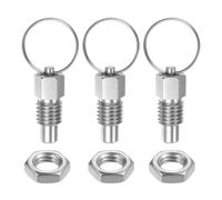 QUARKZMAN 3pz Spillo a Molla con Ring Trazione Dimensione Filettatura M12*1,75 Lunghezza 0,51" Dia Spillo 8mm Testa Piana Acciaio Inossidabile Spillo Bloccaggio Non-Retrattileper Industriali