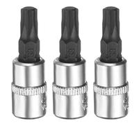 QUARKZMAN 3Pz T30 Attacco Stella 6 Punte Con Innesto Quadrato 1/4" Prolunga Bit Impatto Set Chiavi Cricchetto Acciaio S2 E CR-V, Argento E Nero