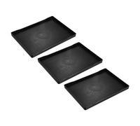 QUARKZMAN 3pz Vassoio di Servizio Piccolo Nero Mini Vassoio 6" x 9" Vassoi da Portata Rettangolari in Plastica in Legno Piatto Decorativo Ottomano per Colazione Cucina