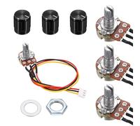 QUARKZMAN 3Set WH148 B100K Ohm Kit Potenziometro, Resistori Variabili A 3 Pinnelli Potenziometro Lineare Singolo Con Cavo Di Collegamento Da 20cm, Manopole Rotanti Nere, Dadi E