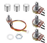 QUARKZMAN 3Set WH148 B10K Ohm Kit Potenziometro, Resistori Variabili A 3 Pinnelli Potenziometro Rotante Lineare Singolo Con Cavo Di Collegamento Da 20cm, Manopole Rotanti Argentate