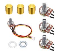 QUARKZMAN 3Set WH148 B1K Ohm Kit Potenziometro, Resistenze Variabili A 3 Pini Potenziometro Rotativo Singolo Lineare Con Cavo Di Collegamento Da 20cm, Manopole Rotative Dorate, Dadi E