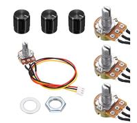 QUARKZMAN 3Set WH148 B250K Ohm Kit Potenziometro, Resistenze Variabili A 3 Pini Potenziometro Rotativo Singolo Lineare Con Cavo Di Collegamento Da 20cm, Manopole Rotative Nere, Dadi E