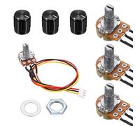 QUARKZMAN 3Set WH148 B2K Ohm Kit Potenziometro, Resistori Variabili A 3 Pini Potenziometro Rotativo Singolo Lineare Con Cavo Di Collegamento Da 20Cm, Manopole Rotative Nere, Dadi E