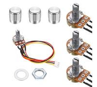 QUARKZMAN 3Set WH148 B2K Ohm Potenziometro Manopole Rotative Argento | Rotativo Lineare Singolo, Resistenze Variabili A 3 Pinnelli, Con Cavo Di Collegamento Da 20Cm, Potenziometro