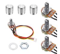 QUARKZMAN 3Set WH148 B50K Ohm Kit Potenziometro, Resistenze Variabili A 3 Pinnelli Con Cavo Di Collegamento Da 20Cm, Manopole Rotanti Argentate, Dadi E Rondelle